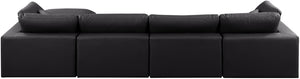 Comfy Black Vegan Leather Modular Sectional 188Black-Sec5A Meridian Furniture