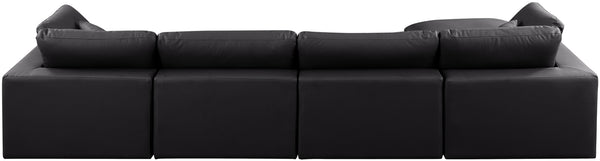 Comfy Black Vegan Leather Modular Sectional 188Black-Sec5A Meridian Furniture