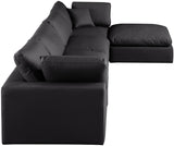 Comfy Black Vegan Leather Modular Sectional 188Black-Sec5A Meridian Furniture