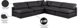 Comfy Black Vegan Leather Modular Sectional 188Black-Sec5B Meridian Furniture