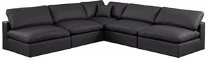 Comfy Black Vegan Leather Modular Sectional 188Black-Sec5B Meridian Furniture
