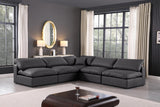 Comfy Black Vegan Leather Modular Sectional 188Black-Sec5B Meridian Furniture