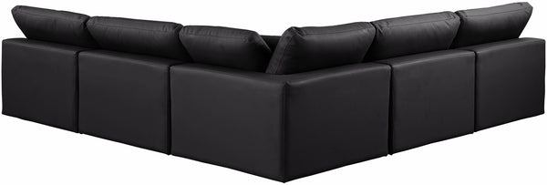 Comfy Black Vegan Leather Modular Sectional 188Black-Sec5B Meridian Furniture