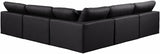 Comfy Black Vegan Leather Modular Sectional 188Black-Sec5B Meridian Furniture