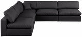 Comfy Black Vegan Leather Modular Sectional 188Black-Sec5B Meridian Furniture