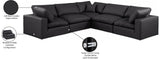 Comfy Black Vegan Leather Modular Sectional 188Black-Sec5C Meridian Furniture