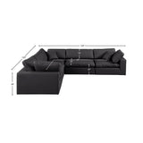 Comfy Black Vegan Leather Modular Sectional 188Black-Sec5C Meridian Furniture