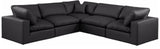 Comfy Black Vegan Leather Modular Sectional 188Black-Sec5C Meridian Furniture