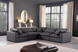 Comfy Black Vegan Leather Modular Sectional 188Black-Sec5C Meridian Furniture