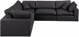 Comfy Black Vegan Leather Modular Sectional 188Black-Sec5C Meridian Furniture