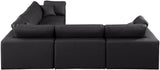 Comfy Black Vegan Leather Modular Sectional 188Black-Sec5C Meridian Furniture