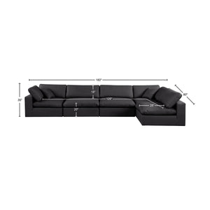 Comfy Black Vegan Leather Modular Sectional 188Black-Sec5D Meridian Furniture