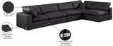 Comfy Black Vegan Leather Modular Sectional 188Black-Sec5D Meridian Furniture