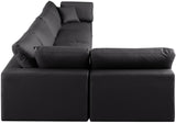 Comfy Black Vegan Leather Modular Sectional 188Black-Sec5D Meridian Furniture