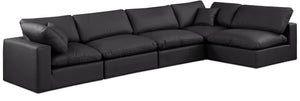 Comfy Black Vegan Leather Modular Sectional 188Black-Sec5D Meridian Furniture