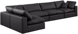 Comfy Black Vegan Leather Modular Sectional 188Black-Sec5D Meridian Furniture