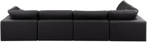Comfy Black Vegan Leather Modular Sectional 188Black-Sec5D Meridian Furniture