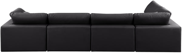 Comfy Black Vegan Leather Modular Sectional 188Black-Sec5D Meridian Furniture