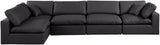 Comfy Black Vegan Leather Modular Sectional 188Black-Sec5D Meridian Furniture