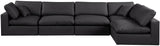 Comfy Black Vegan Leather Modular Sectional 188Black-Sec5D Meridian Furniture