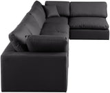 Comfy Black Vegan Leather Modular Sectional 188Black-Sec5D Meridian Furniture