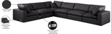 Comfy Black Vegan Leather Modular Sectional 188Black-Sec6A Meridian Furniture