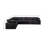 Comfy Black Vegan Leather Modular Sectional 188Black-Sec6A Meridian Furniture