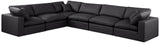 Comfy Black Vegan Leather Modular Sectional 188Black-Sec6A Meridian Furniture