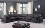 Comfy Black Vegan Leather Modular Sectional 188Black-Sec6A Meridian Furniture