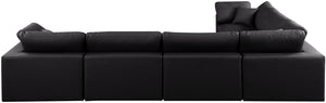 Comfy Black Vegan Leather Modular Sectional 188Black-Sec6A Meridian Furniture