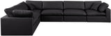 Comfy Black Vegan Leather Modular Sectional 188Black-Sec6A Meridian Furniture