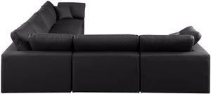 Comfy Black Vegan Leather Modular Sectional 188Black-Sec6A Meridian Furniture