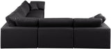 Comfy Black Vegan Leather Modular Sectional 188Black-Sec6A Meridian Furniture