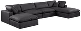 Comfy Black Vegan Leather Modular Sectional 188Black-Sec6B Meridian Furniture