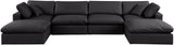 Comfy Black Vegan Leather Modular Sectional 188Black-Sec6B Meridian Furniture