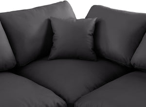 Comfy Black Vegan Leather Modular Sectional 188Black-Sec6B Meridian Furniture