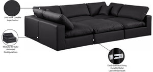 Comfy Black Vegan Leather Modular Sectional 188Black-Sec6C Meridian Furniture