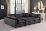 Comfy Black Vegan Leather Modular Sectional 188Black-Sec6C Meridian Furniture