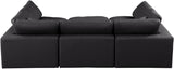 Comfy Black Vegan Leather Modular Sectional 188Black-Sec6C Meridian Furniture