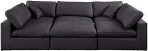Comfy Black Vegan Leather Modular Sectional 188Black-Sec6C Meridian Furniture