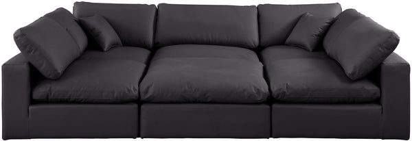 Comfy Black Vegan Leather Modular Sectional 188Black-Sec6C Meridian Furniture