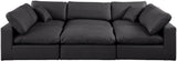 Comfy Black Vegan Leather Modular Sectional 188Black-Sec6C Meridian Furniture