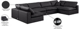 Comfy Black Vegan Leather Modular Sectional 188Black-Sec6D Meridian Furniture