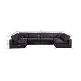 Comfy Black Vegan Leather Modular Sectional 188Black-Sec6D Meridian Furniture