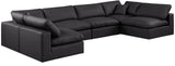 Comfy Black Vegan Leather Modular Sectional 188Black-Sec6D Meridian Furniture