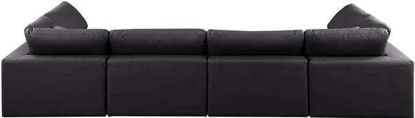 Comfy Black Vegan Leather Modular Sectional 188Black-Sec6D Meridian Furniture