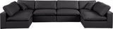Comfy Black Vegan Leather Modular Sectional 188Black-Sec6D Meridian Furniture