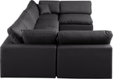 Comfy Black Vegan Leather Modular Sectional 188Black-Sec6D Meridian Furniture