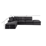 Comfy Black Vegan Leather Modular Sectional 188Black-Sec6E Meridian Furniture