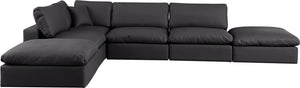 Comfy Black Vegan Leather Modular Sectional 188Black-Sec6E Meridian Furniture
